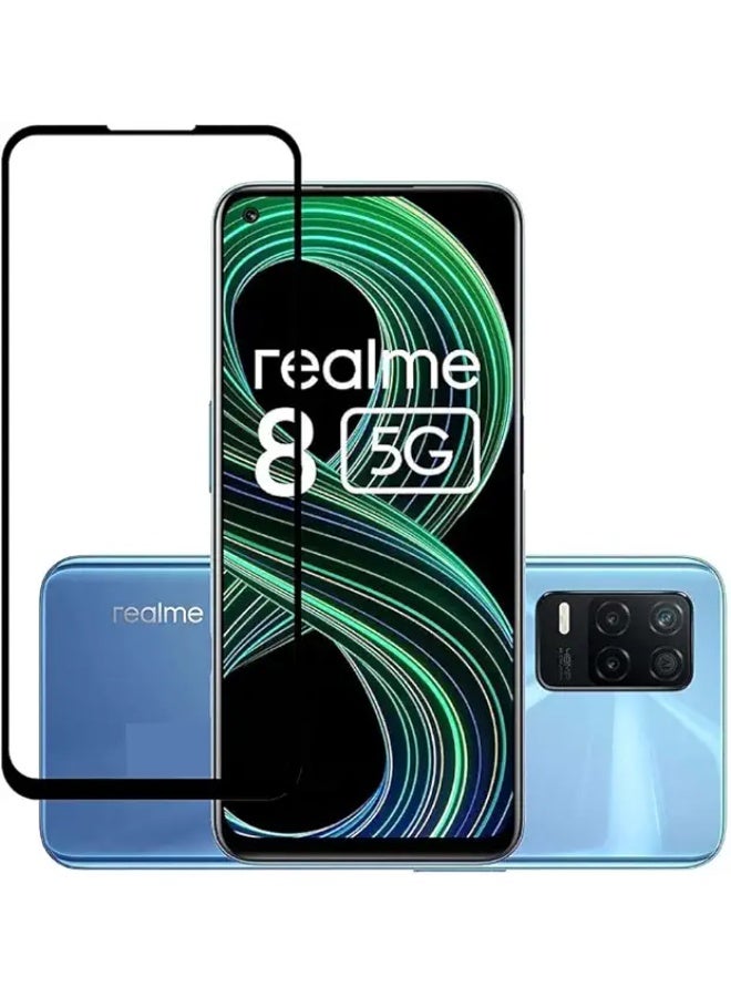 Screen Protector For Realme 8 5G , 5D  Tempered Glass Protector 9H Hardness, Bubble Free, HD Clear Realme 8 5G Screen Protector